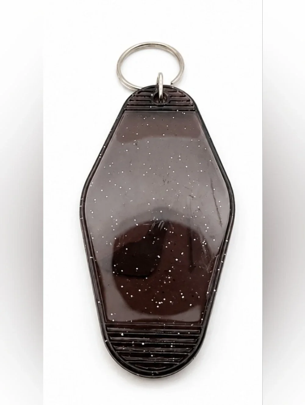 Handmade Retro Motel Keychain Black Glitter UV Resin Pastel Rainbow Heel Pump